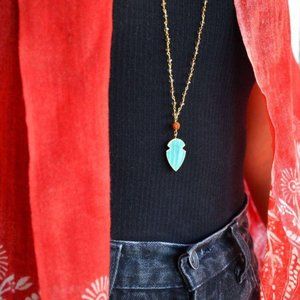 Beaded Druzy and Arrowhead Necklace